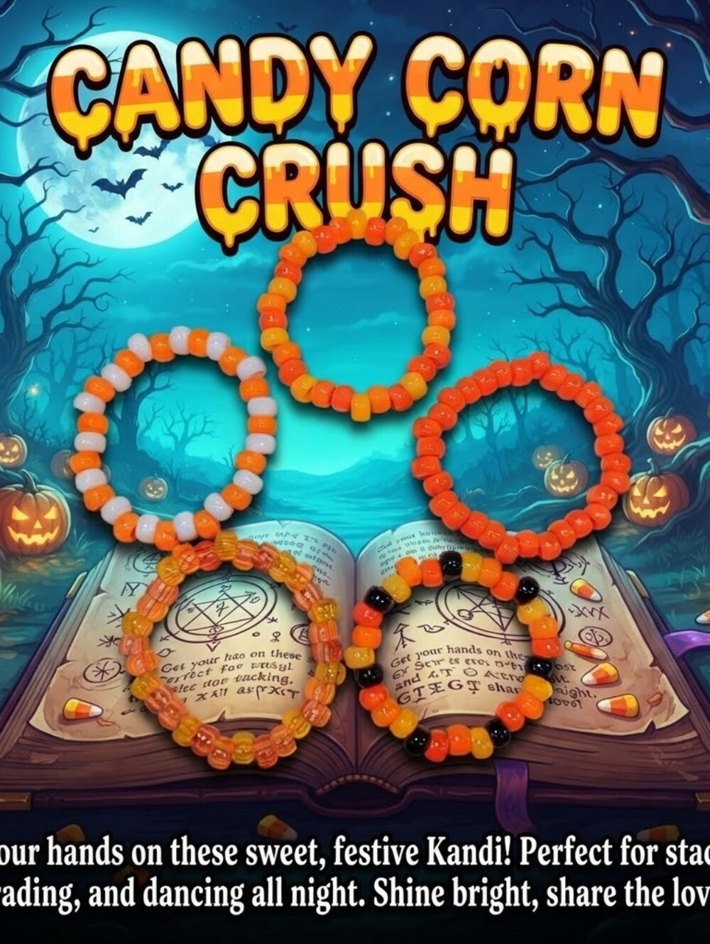 Candy Corn Crush - Kandi Bracelet - Singles - EDM Rave Festival Jewelry